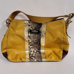 My Flat In London Mustard Snakeskin Studded Hobo
